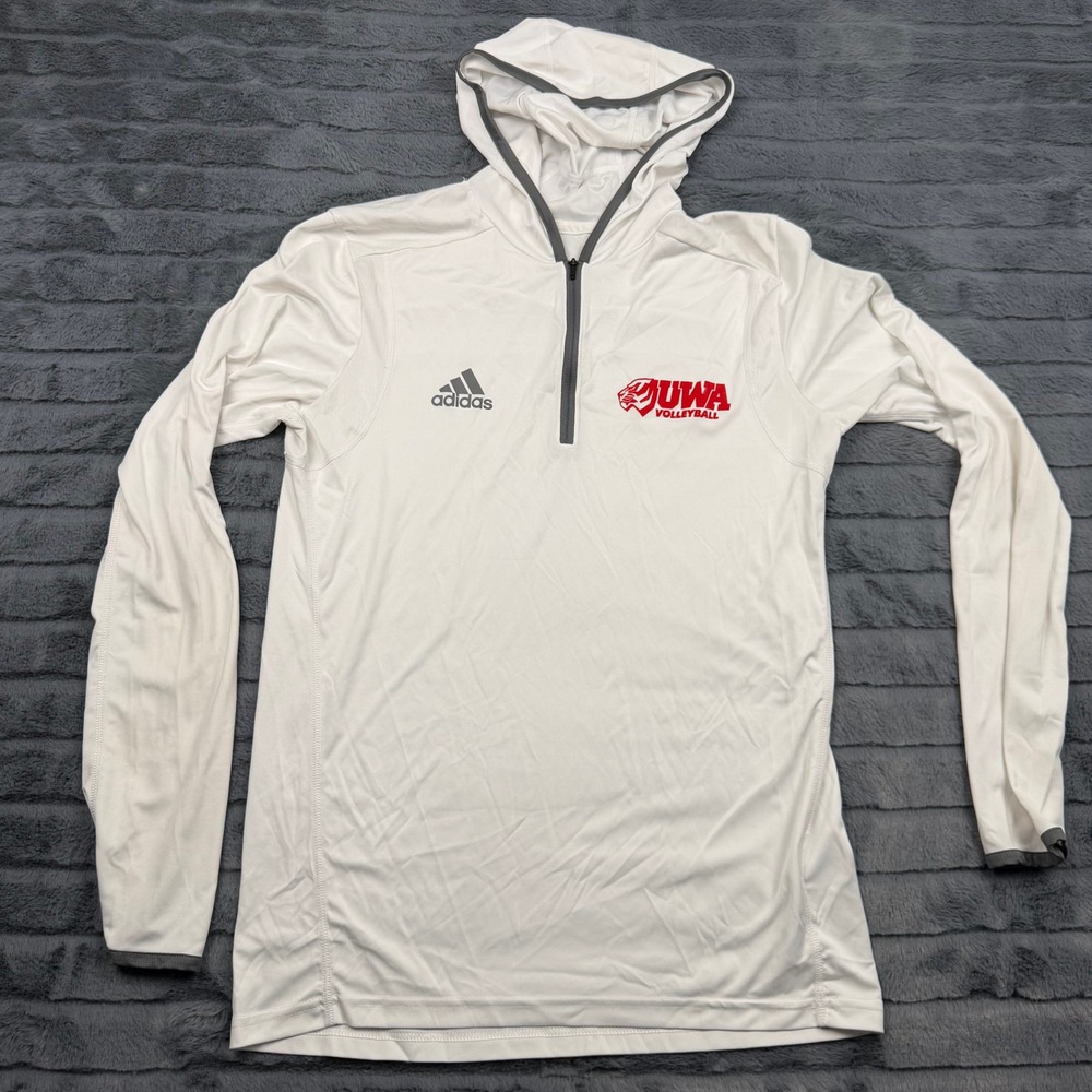Adidas UWA Volleyball Quarter Zip Hoodie White Womens Small Recycled Polyester